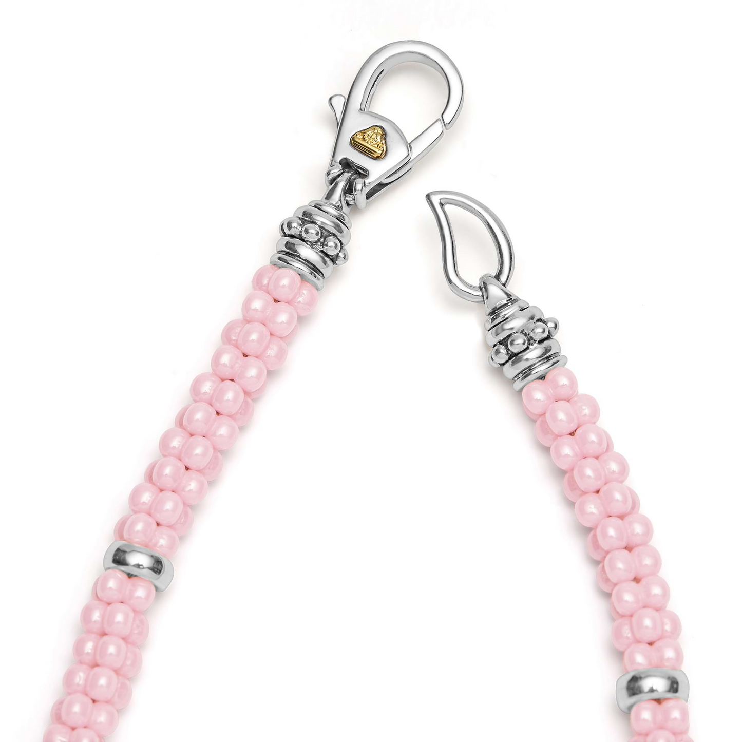 Lagos Pink Five Silver Station Ceramic Caviar Bracelet