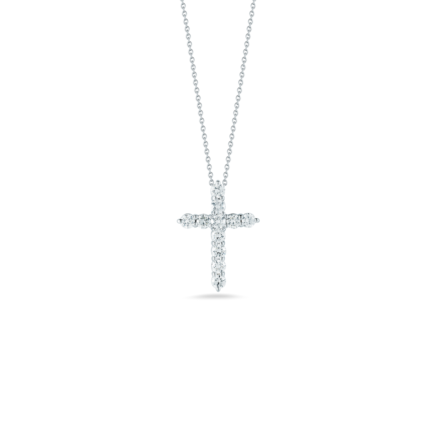 Roberto Coin Tiny Treasure Diamond Cross Necklace in 18k White Gold with Diamonds