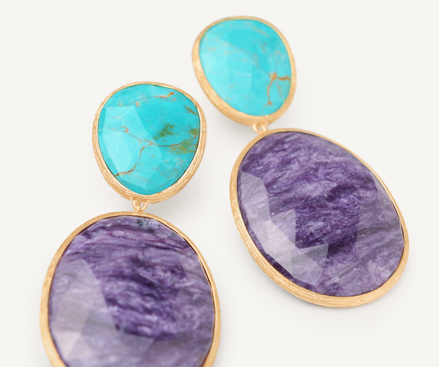 Marco Bicego Lunaria Double Drop Turquoise & Charoite Earrings