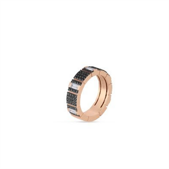 Roberto Coin 18k Rose Gold Obelisco Pavé Black & White Diamond Ring