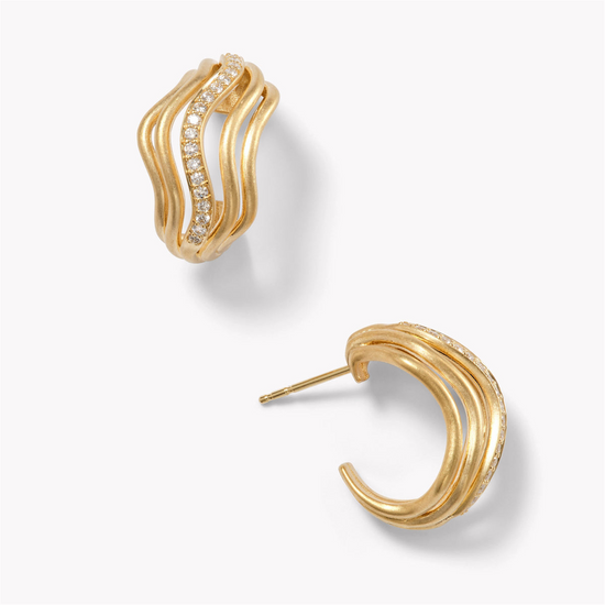 Jamie Turner 18k Gold Sierra Huggies with Diamonds