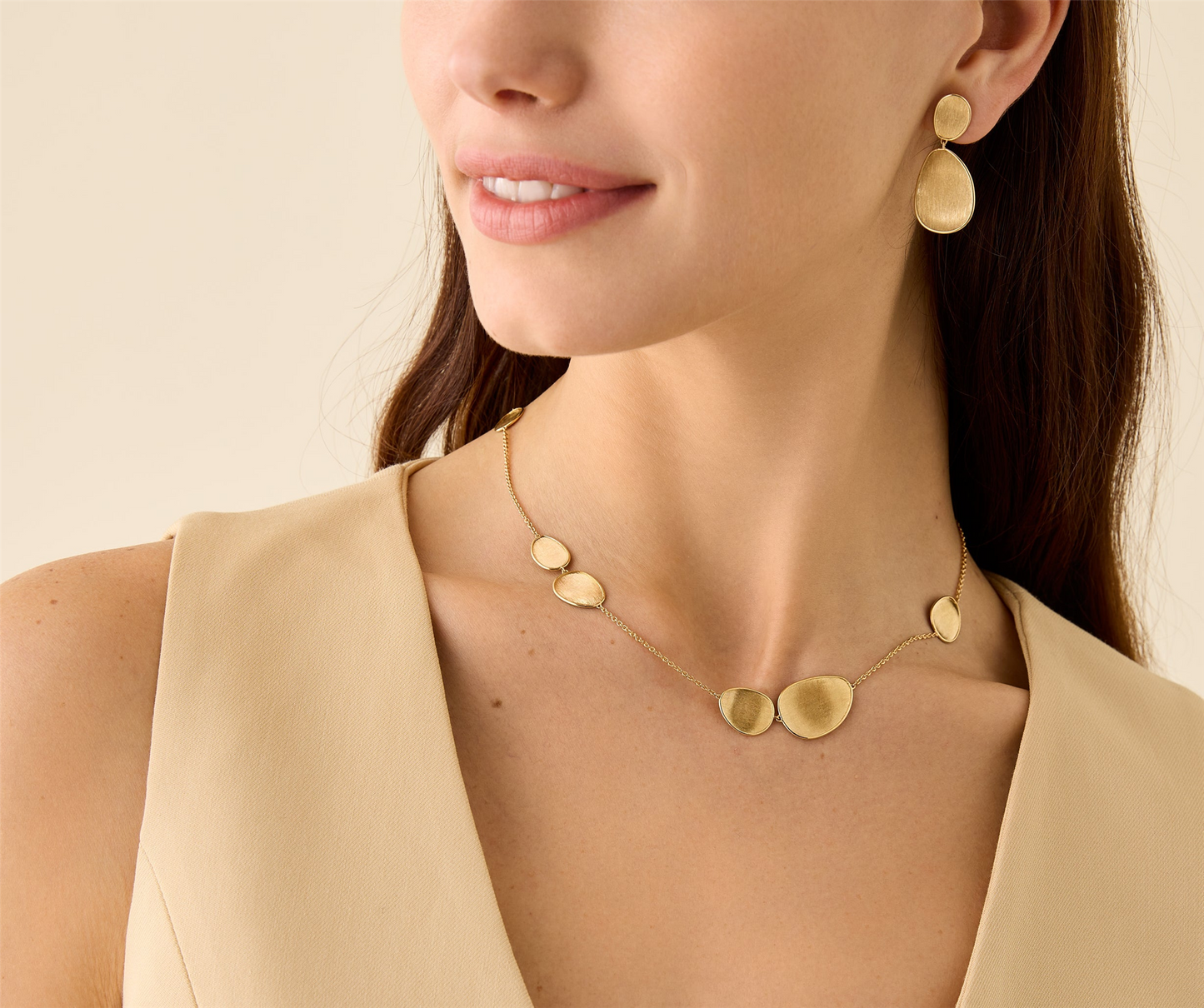 Marco Bicego Lunaria 18k Gold Petal 7-Station Necklace