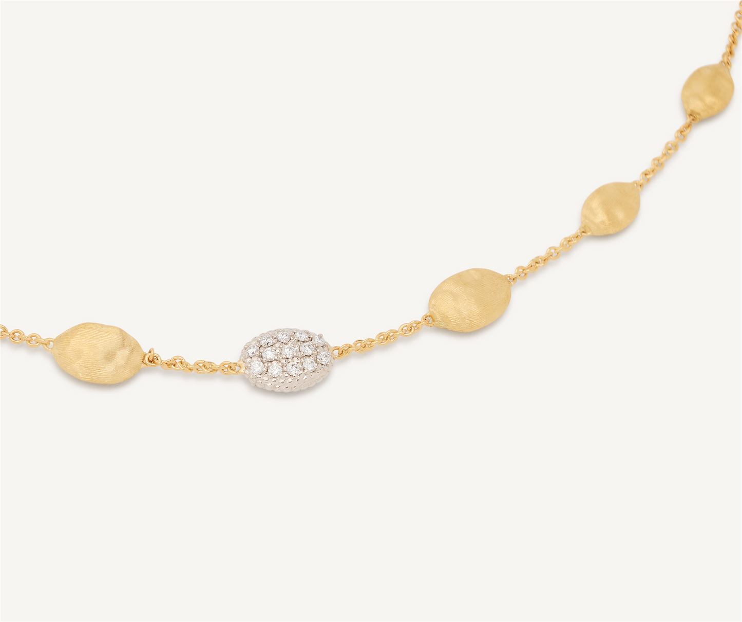 Marco Bicego Siviglia Gold Bean Halfsie Necklace w/Diamonds