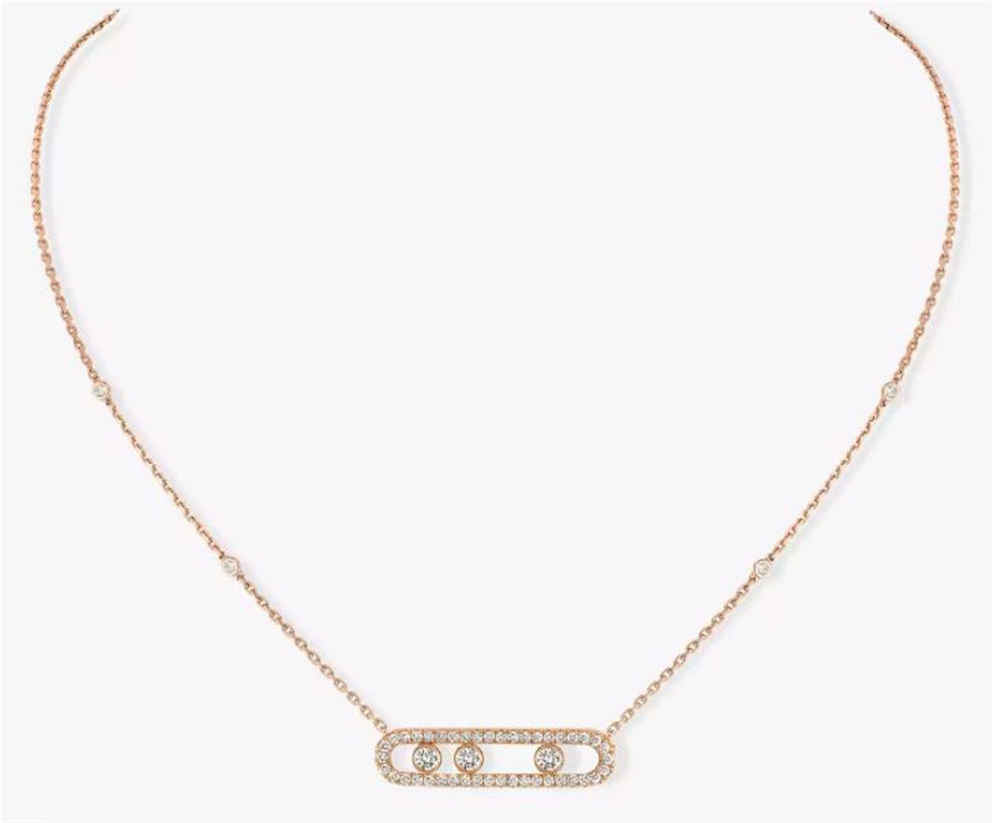 Messika Move Pavé Necklace in 18k Rose Gold & 0.69ct Diamonds