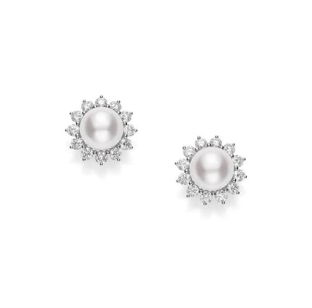 Mikimoto Classic Elegance Akoya Cultured Pearl & Diamond Earrings