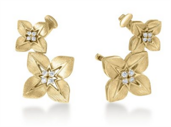 Roberto Coin Two-Tone Gold Princess Star Double Diamond Star Earrings