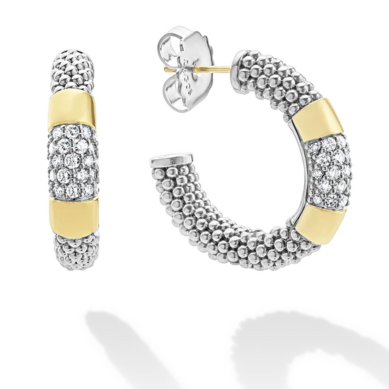 Lagos Two-Tone Diamond Hoop Earrings