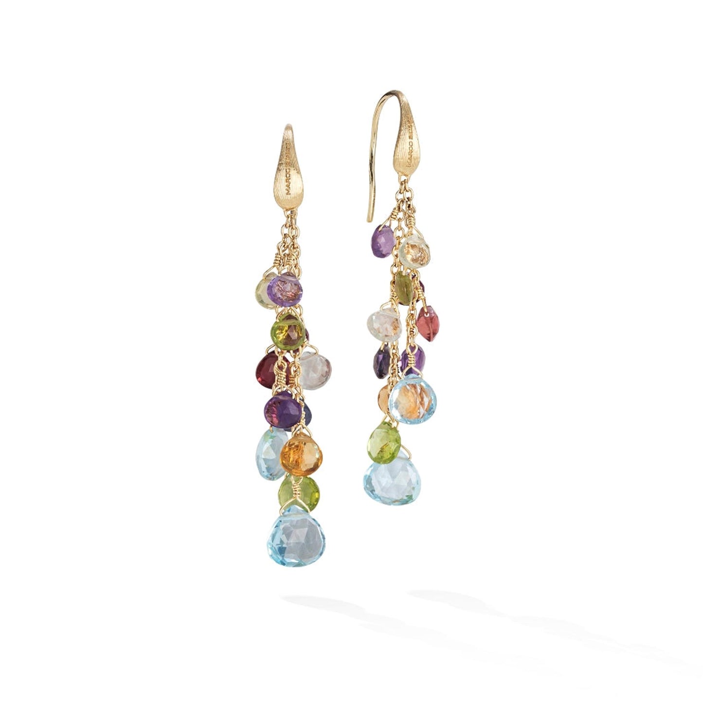 Paradise Collection Yellow Gold Mixed Gemstone Multi Strand Earrings