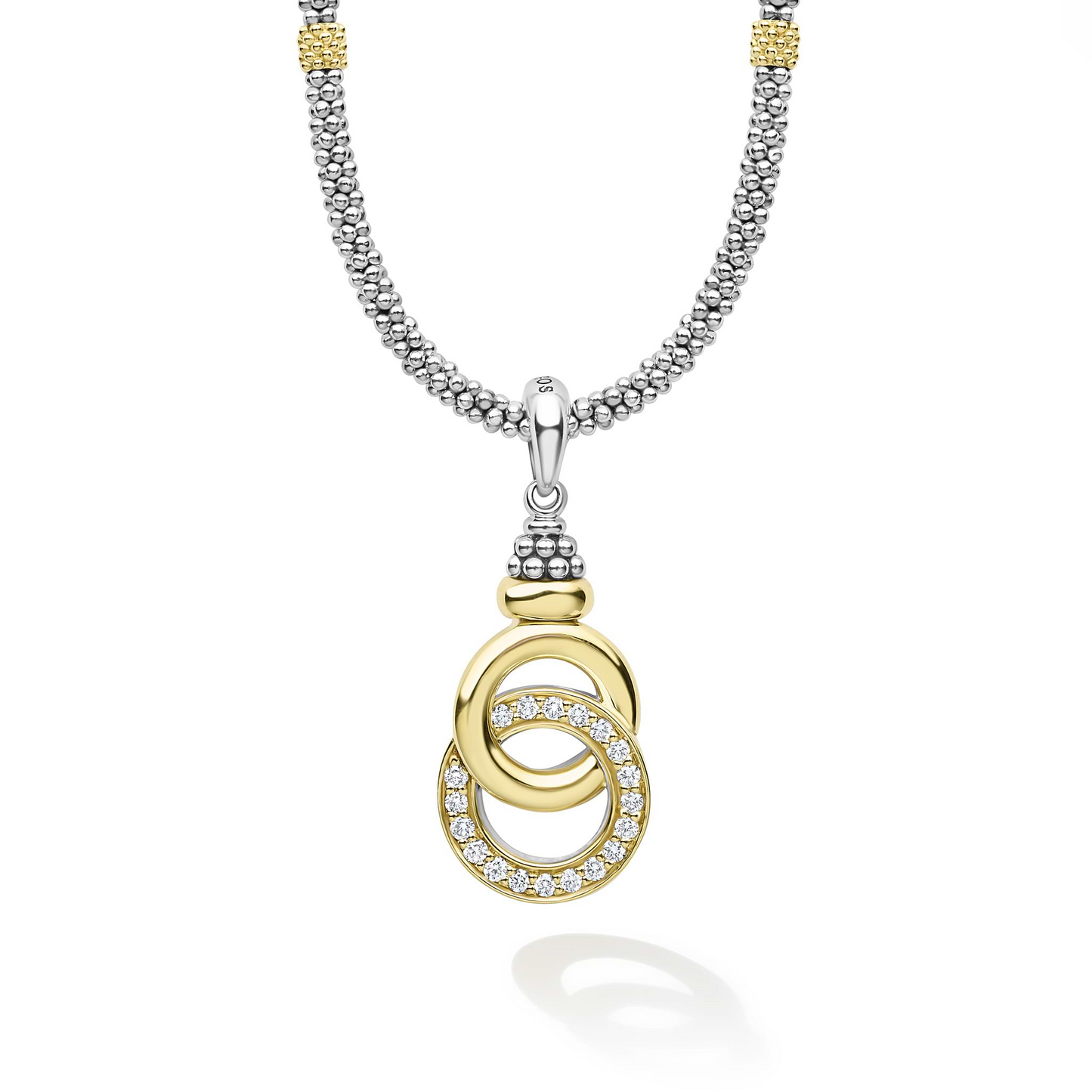 Lagos Two-Tone Interlocking Diamond Pendant Necklace