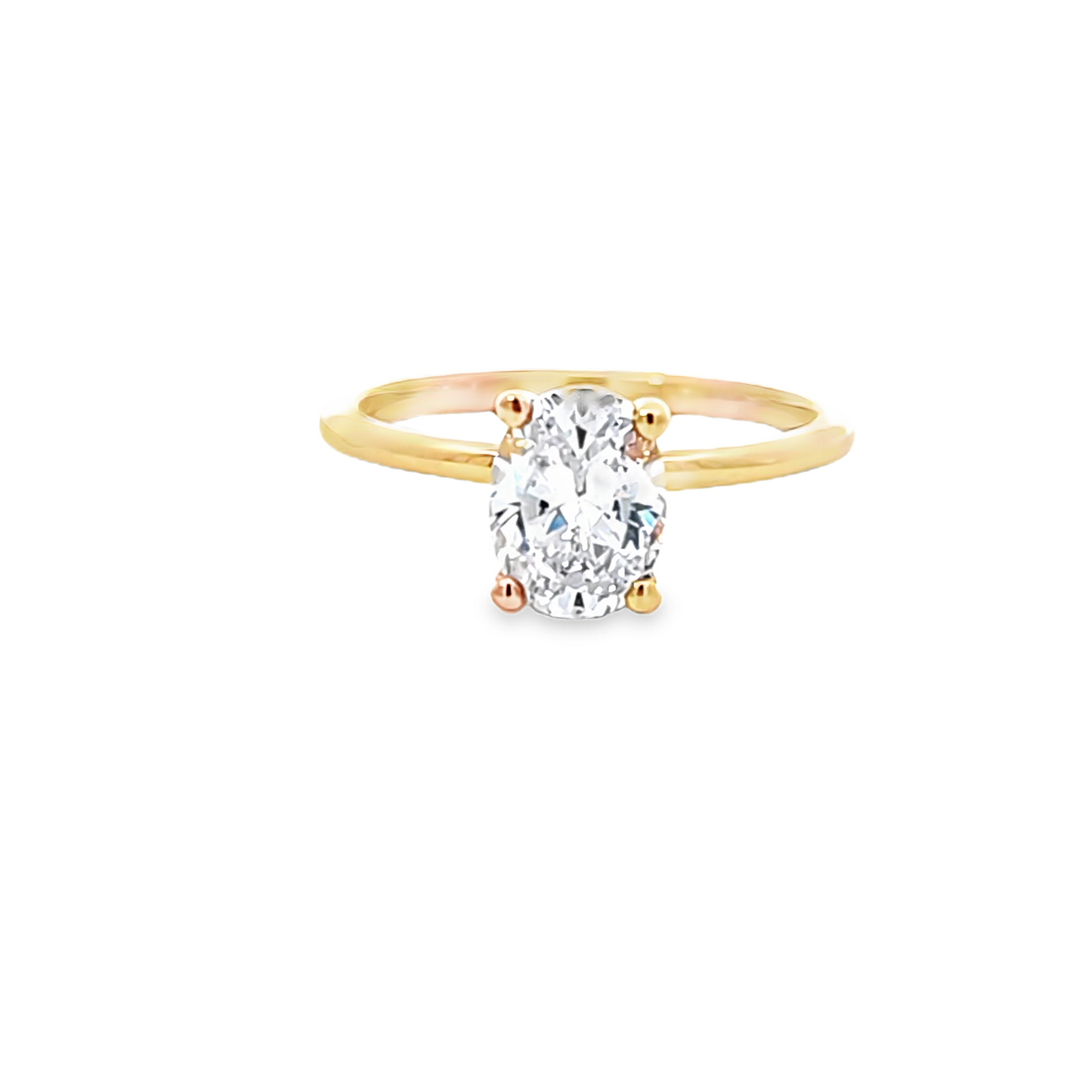 Oval Center Semi-Mount Engagement Ring with Smooth Shank in 18k Gold