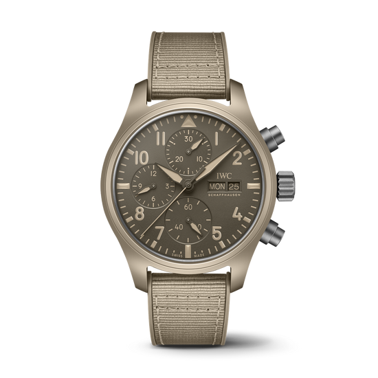 IWC Schaffhausen Pilot's Watch Chrono Top Gun 41mm "Mojave Desert" w/ Brown Dial & Beige Rubber Strap