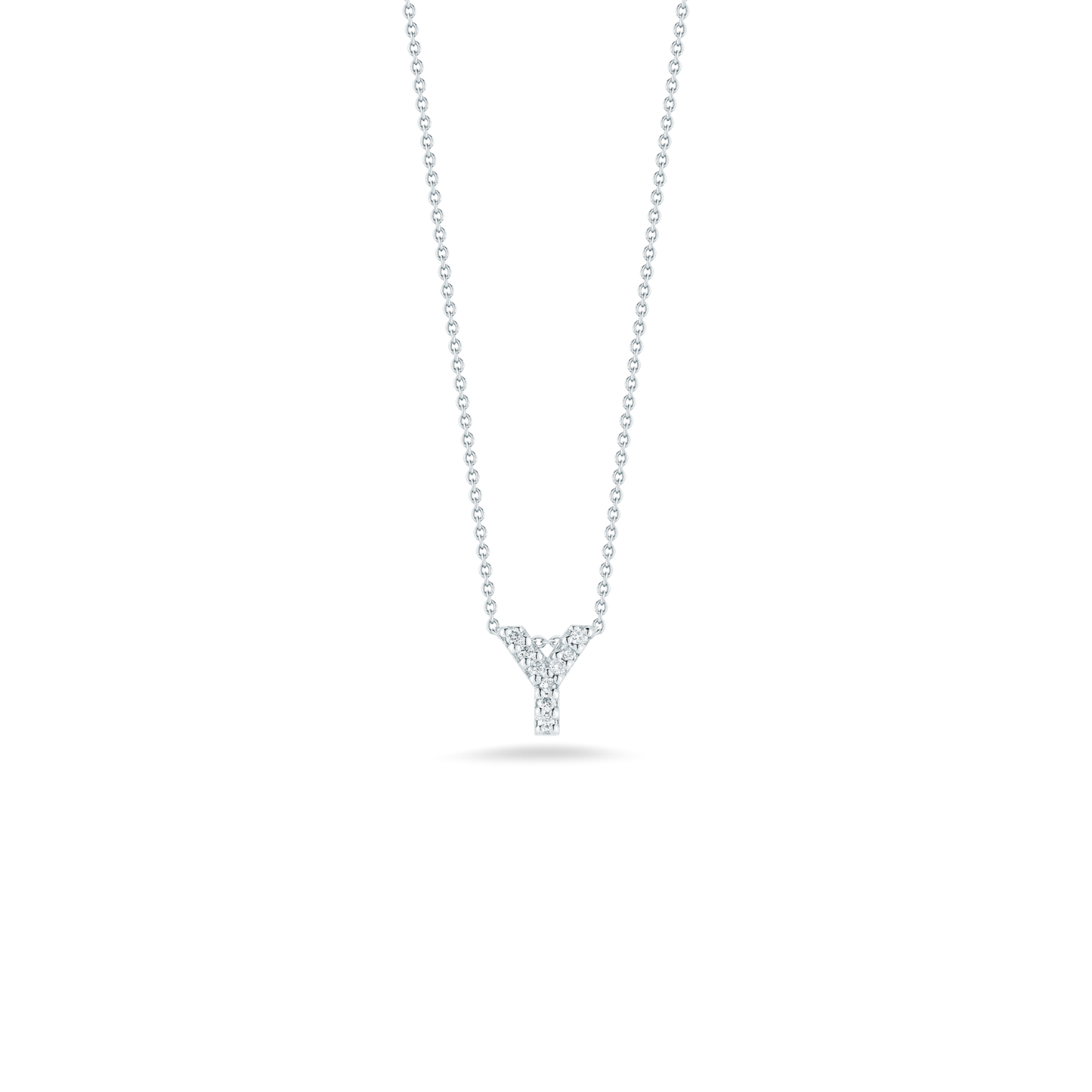 Roberto Coin Love Letter Y Necklace in 18k White Gold & 0.04ct Diamonds