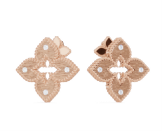 Roberto Coin Petite Venetian Princess Diamond & Satin Finish Medium Flower Stud Earrings