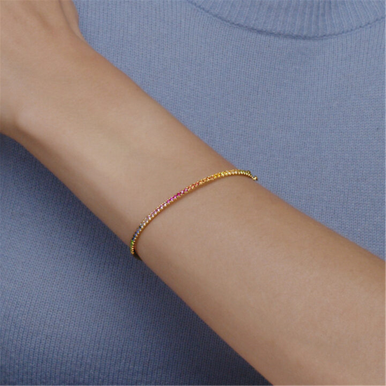 Kwiat 18k Gold Stackable Bangle with Rainbow Gemstones, 2.10 mm