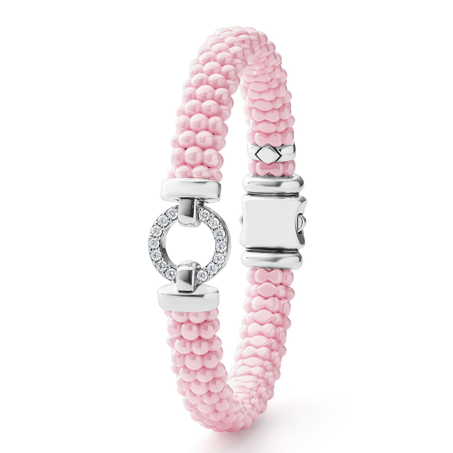 Lagos Pink Ceramic Diamond Circle Bracelet