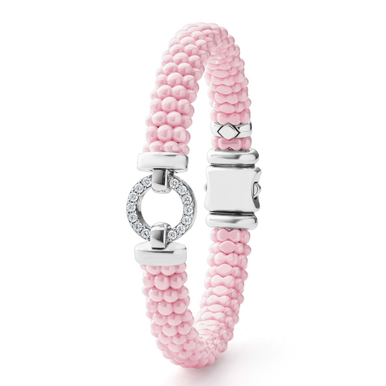 Lagos Pink Ceramic Diamond Circle Bracelet