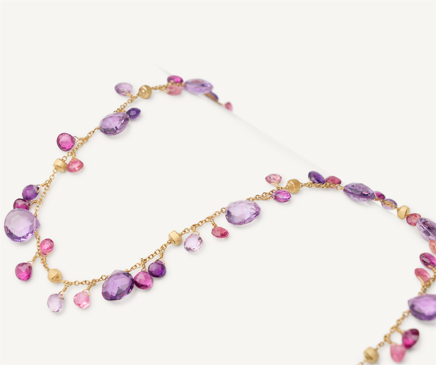 Marco Bicego Paradise Amethyst & Pink Tourmaline Necklace in 18k Yellow Gold