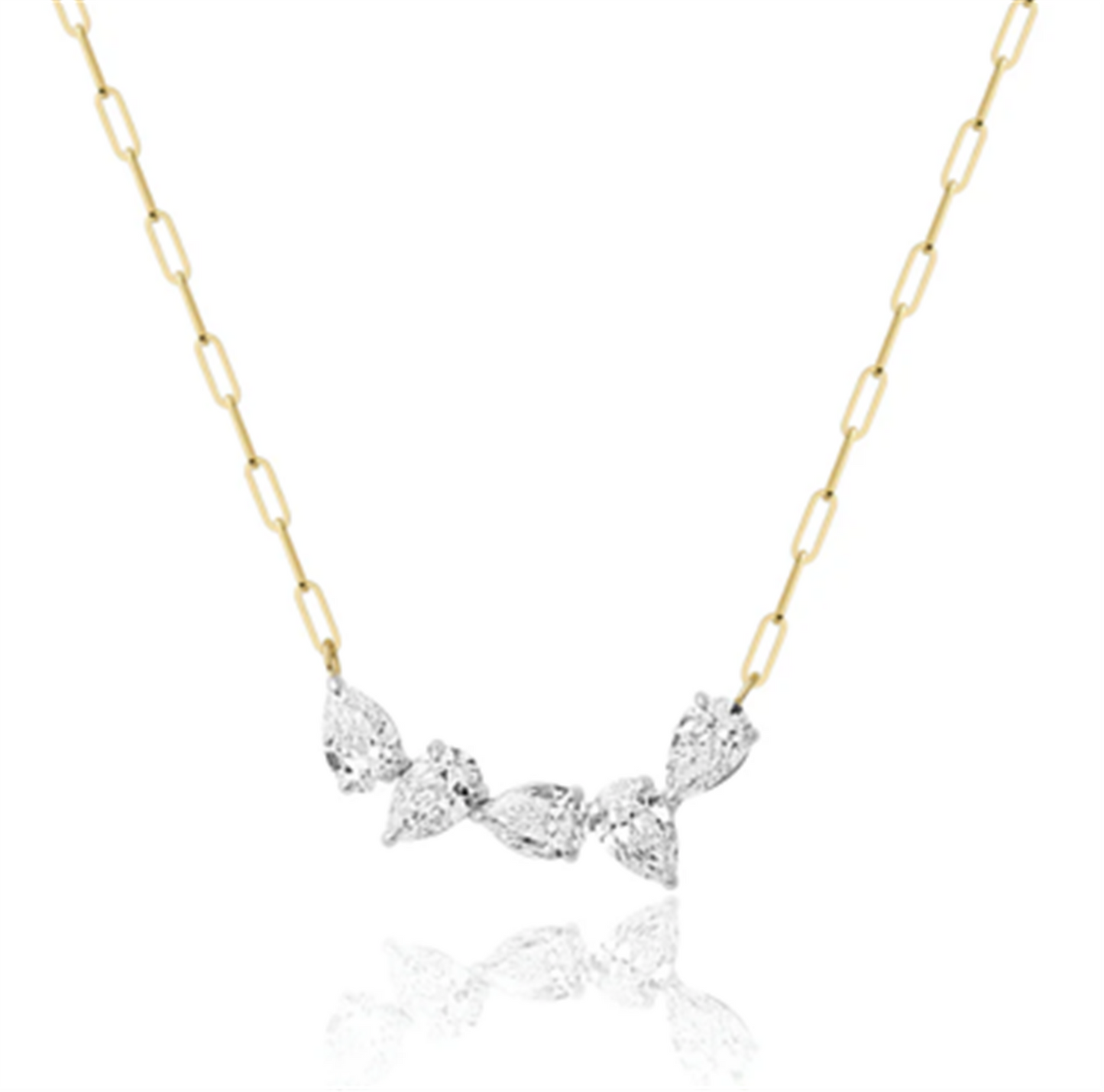 Phillips House 5 Pear Shaped 1.50ct Diamond Drop Necklace in 18k Yellow Gold & Platinum