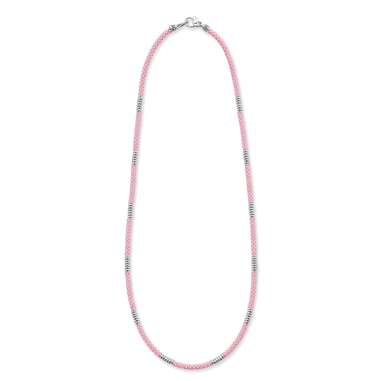 Lagos Silver Station Ceramic Beaded Necklace in Pink