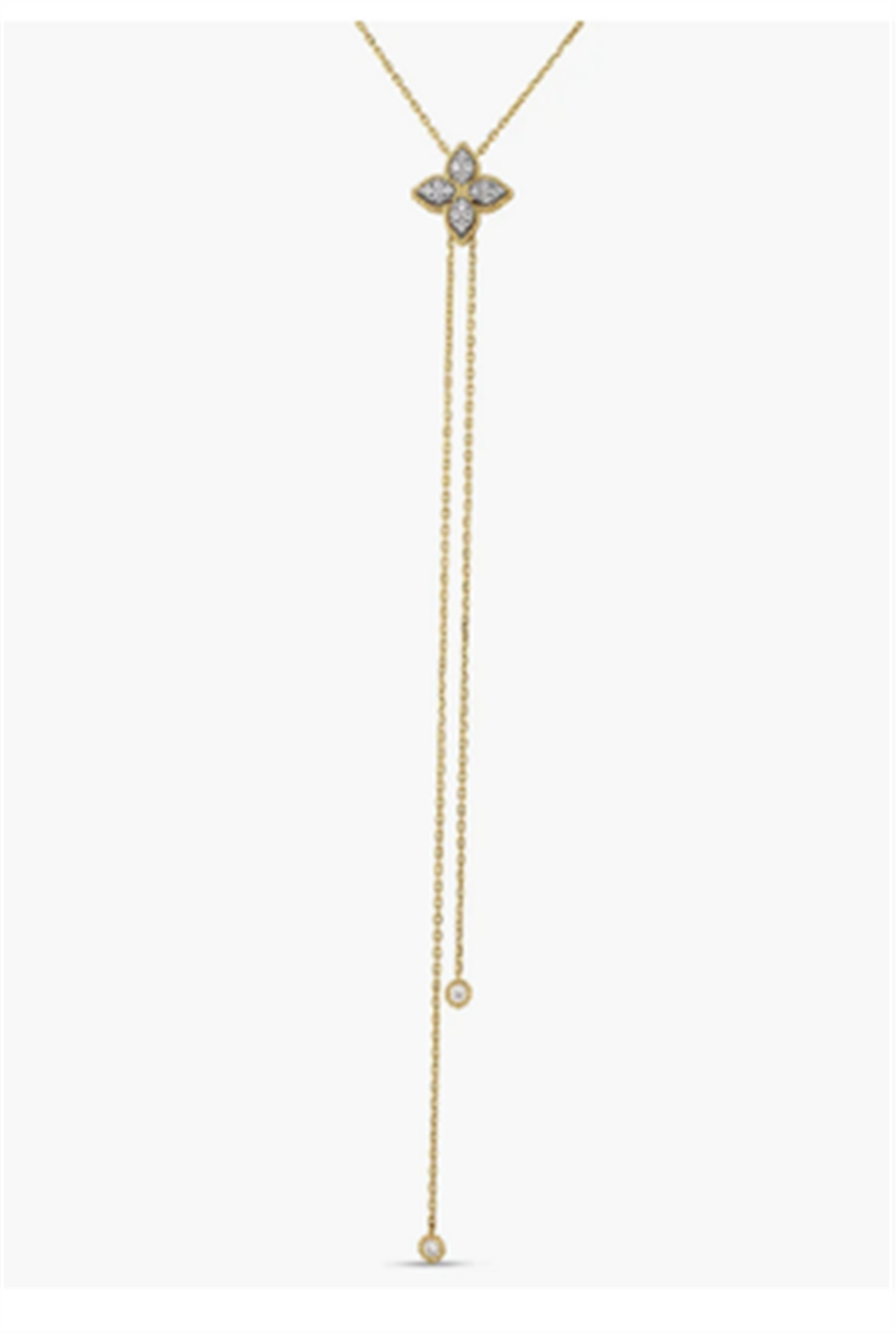 Roberto Coin Princess Flower Pavé Diamond Lariat Necklace in 18k Yellow Gold
