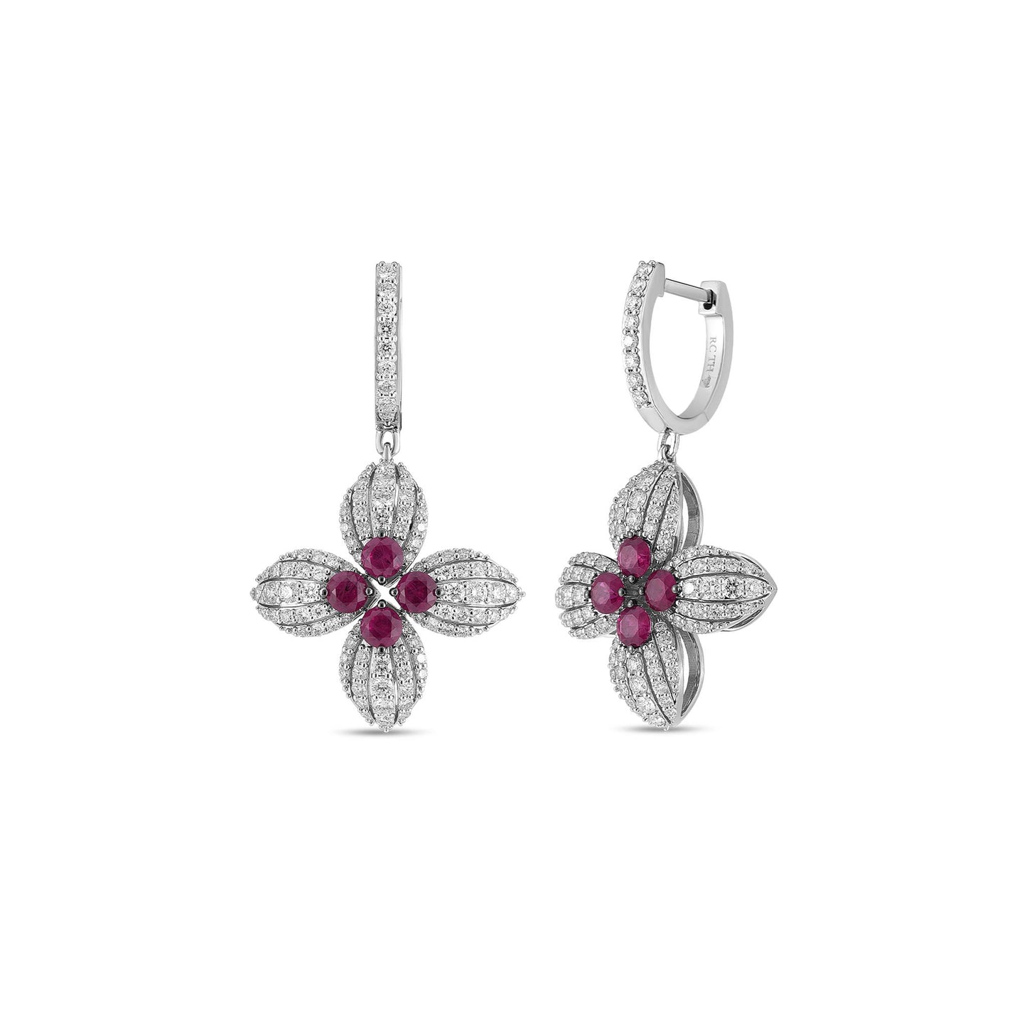 Roberto Coin Love in Verona Diamond & Ruby Flower Earrings