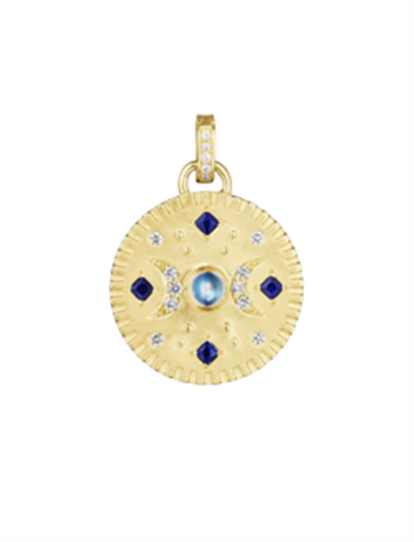 Penny Preville Round Moonstone & Blue Sapphire Moon Medallion