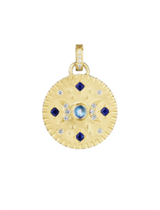 Penny Preville Round Moonstone & Blue Sapphire Moon Medallion