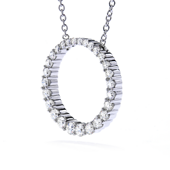 Hearts On Fire Whimsical Graduated Large Diamond Circle Pendant in 18k White Gold