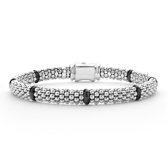 Lagos Black Ceramic Station Caviar Bracelet
