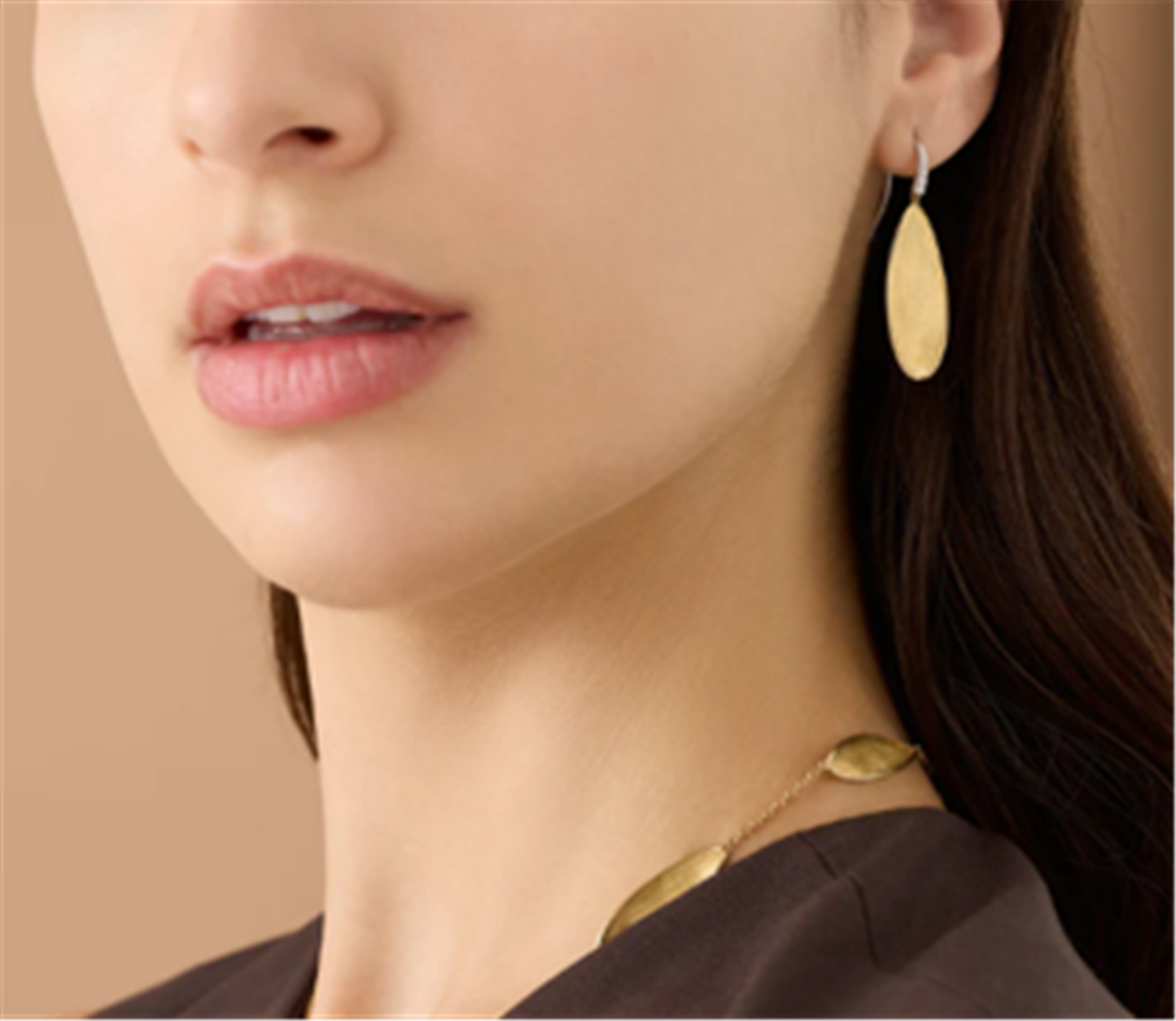 Marco Bicego Petal Drop Earrings with Diamond Hooks in 18k Gold