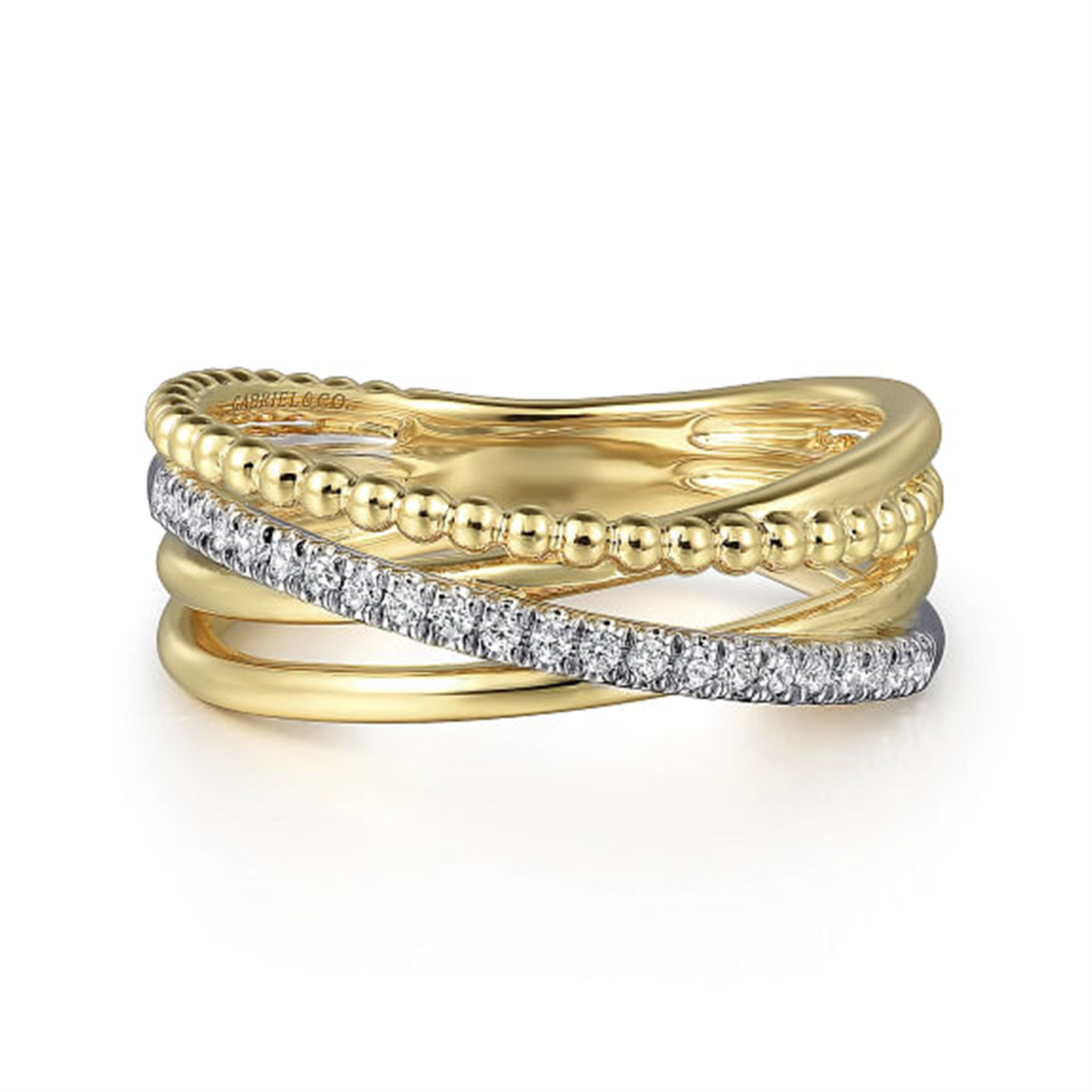 Gabriel & Co. Diamond Criss Cross Bujukan Ladies Ring