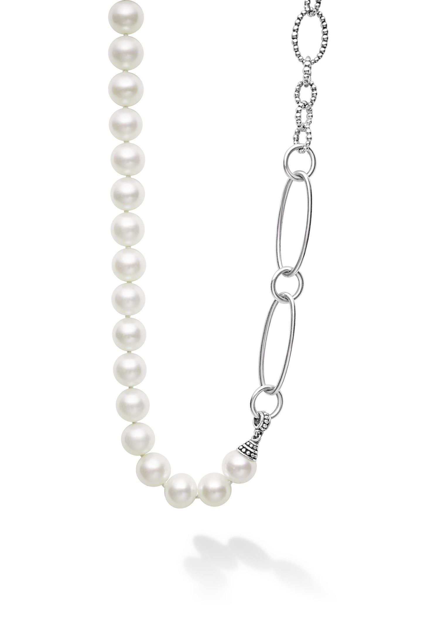 Lagos Pearl Link Necklace in Sterling Silver
