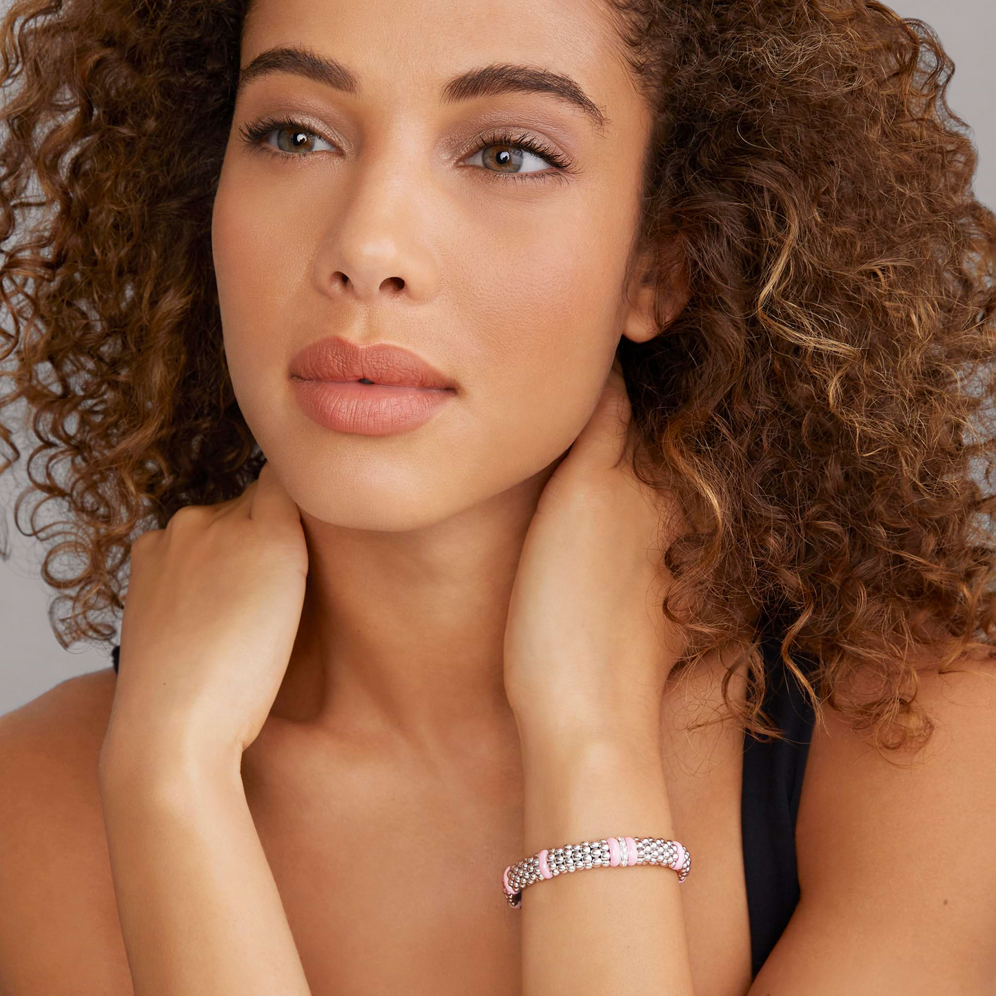 Lagos Pink Single Station Diamond Caviar Bracelet