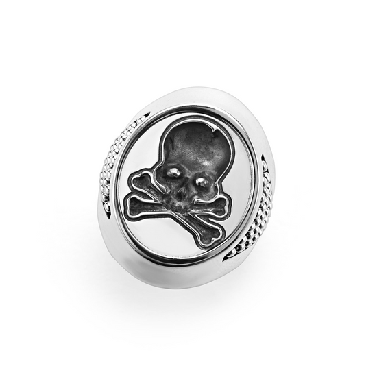 Lagos Silver Skull Signet Ring in Sterling Silver