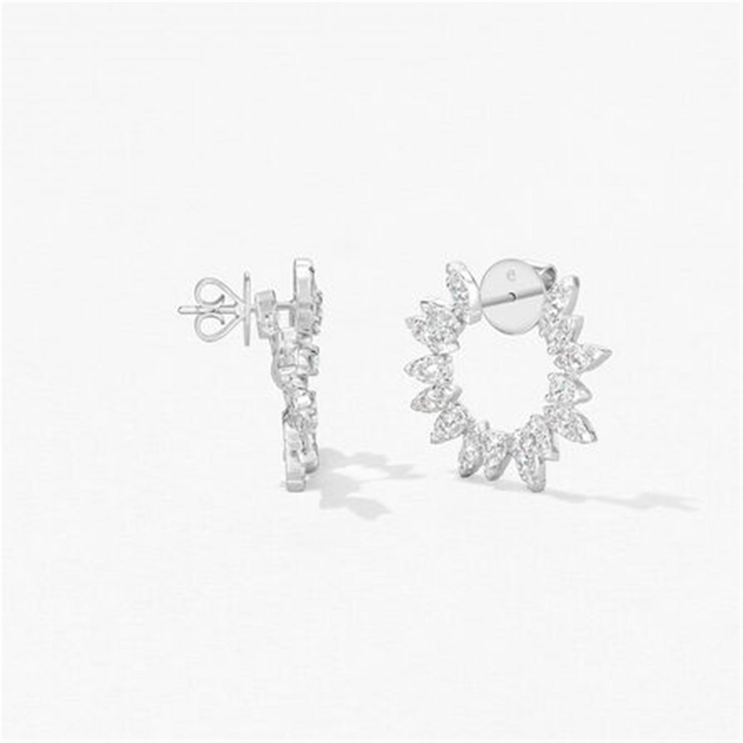 Large Aerial Sunburst Wrap Earrings in 18k White Gold