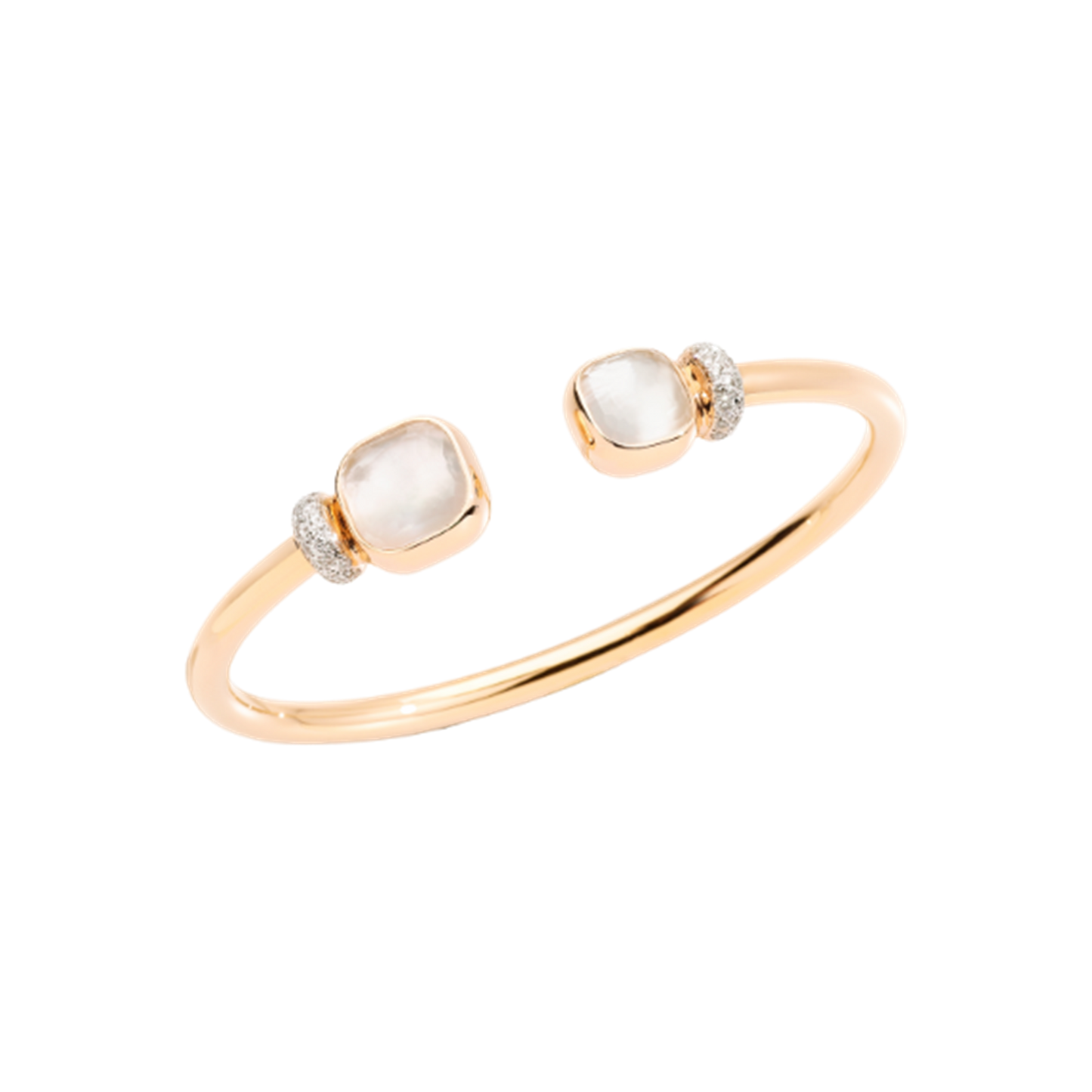 Pomellato Mother of Pearl, White Topaz, & Diamond Nudo Bracelet in 18k Rose Gold