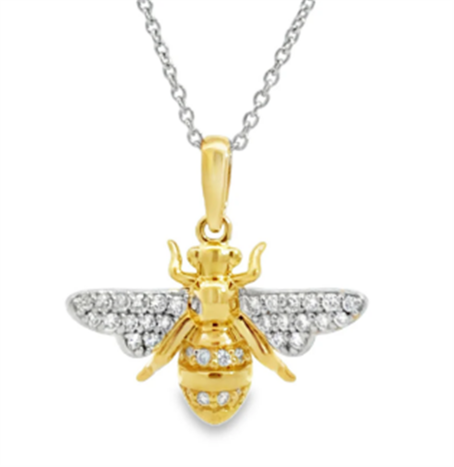 Roberto Coin Tiny Treasures Diamond Bumble Bee Necklace in 18k Gold