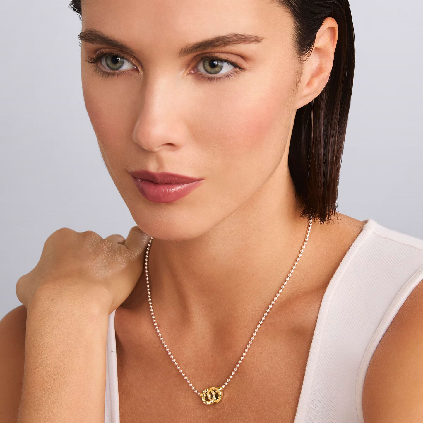 Lagos Two-Tone Interlocking Diamond Necklace