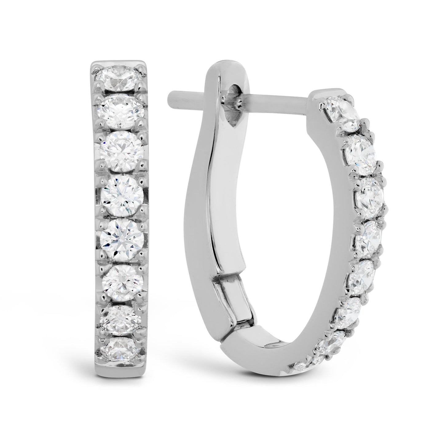 Hearts On Fire Mini Hoop Graduated Diamond Earrings in 18k White Gold