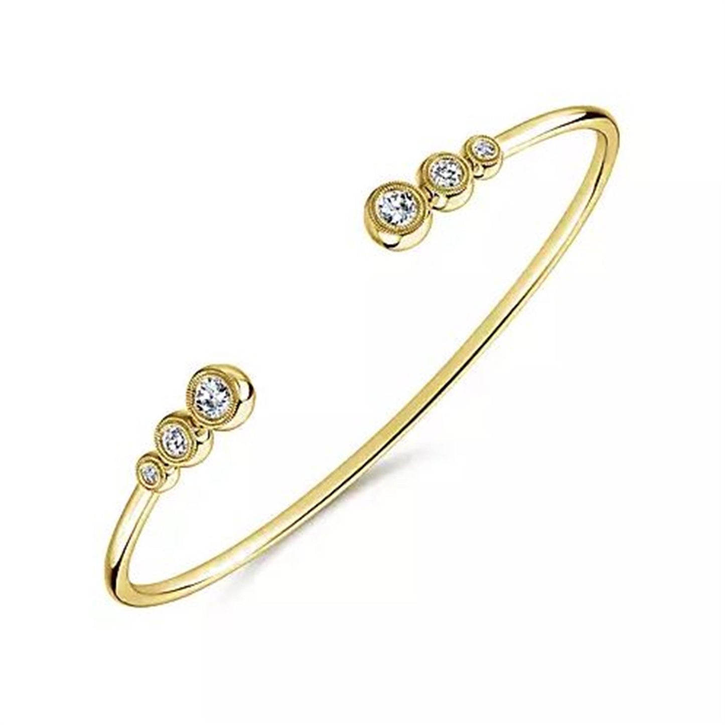 Gabriel & Co. Yellow Gold Split Bezel Set Diamond Bangle