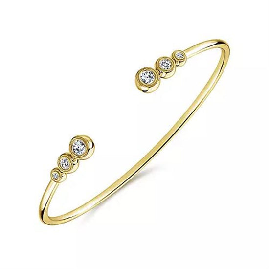 Gabriel & Co. Yellow Gold Split Bezel Set Diamond Bangle