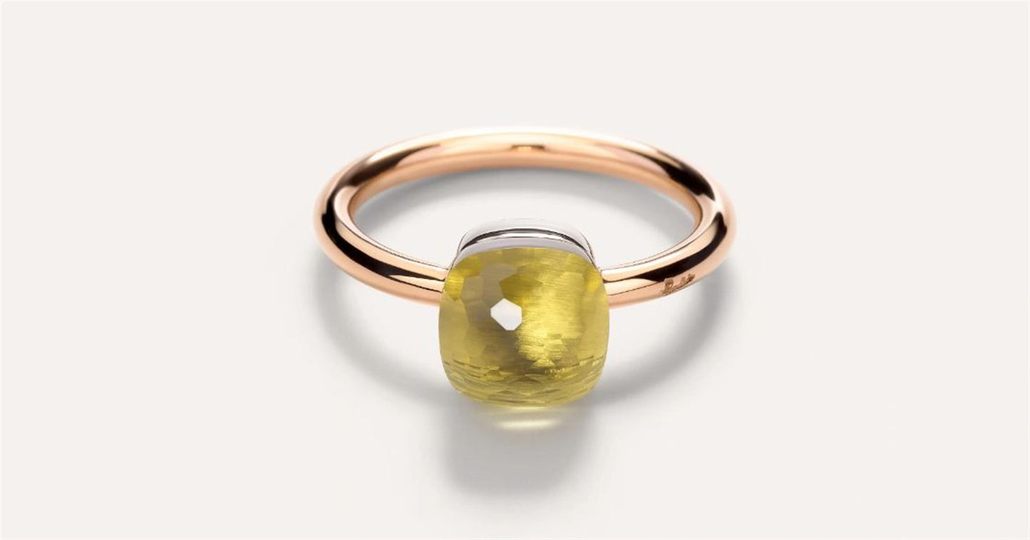 Pomellato Nudo Petit Lemon Quartz Ring in 18k Rose Gold