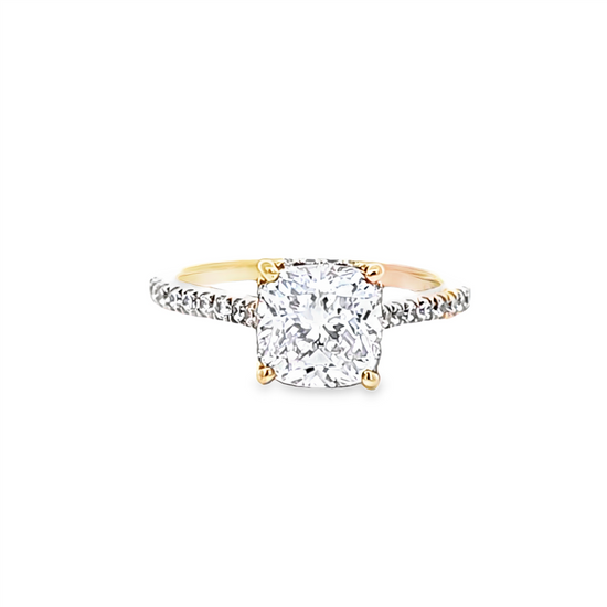 Cushion Cut w/ Hidden Halo Engagement Ring Setting  in 18k Rose Gold & 0.38ct Diamonds