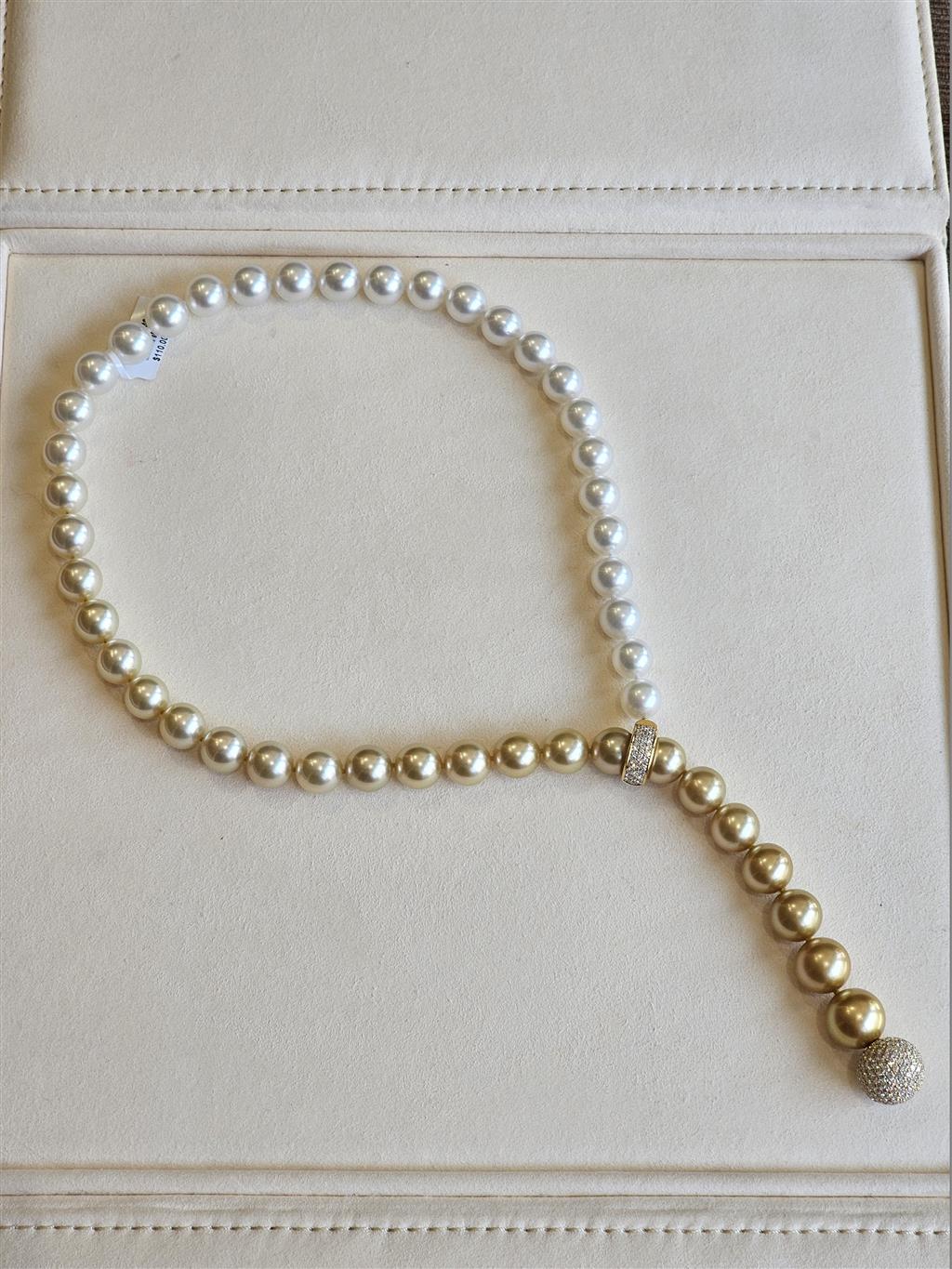 Load image into Gallery viewer, Mikimoto Golden South Sea Graduated Color Necklace
