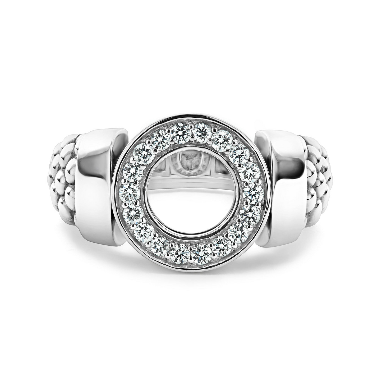 Lagos Diamond Circle Caviar Ring in Sterling Silver