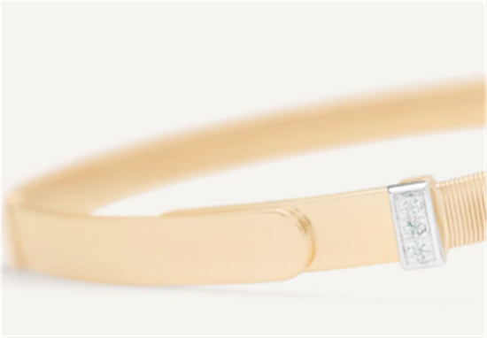 Marco Bicego Thin Coil Bangle Bracelet w/ Diamond Pavé in 18k Gold