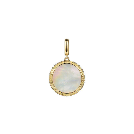 Gabriel & Co. Gold Round Mother of Pearl Inlay Pendant