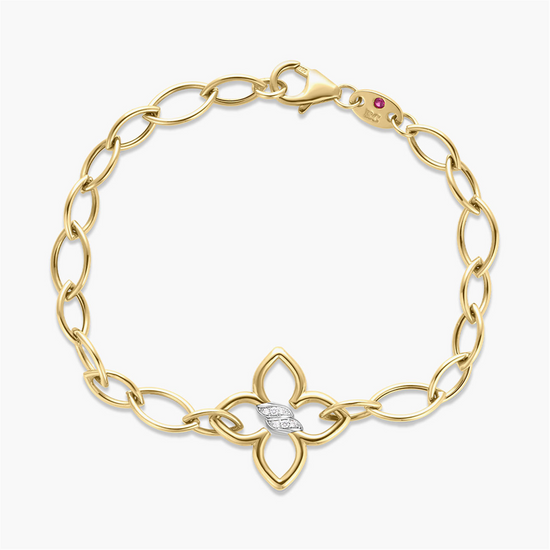 Roberto Coin Cialoma Diamond Flower Bracelet In Two-Tone