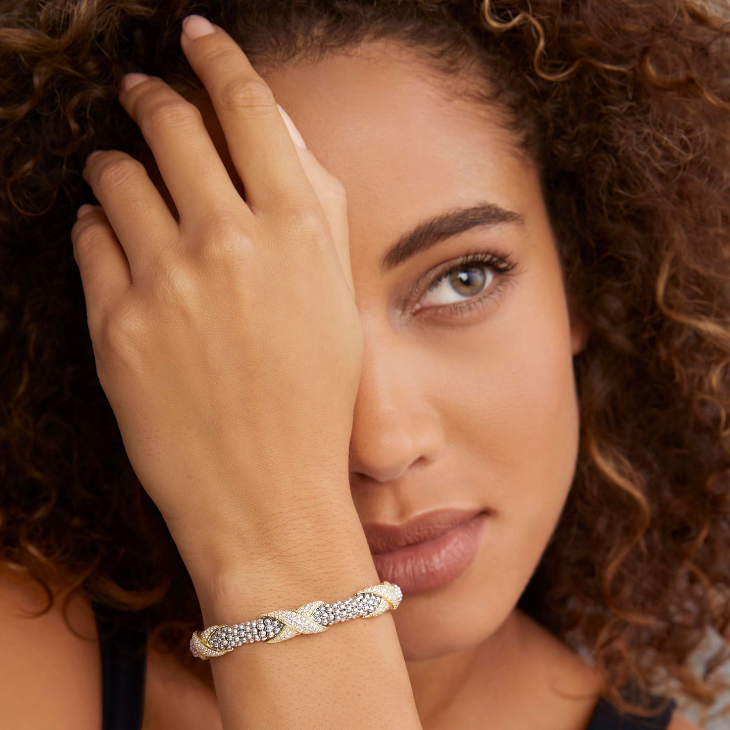 Lagos Three Station Diamond X Caviar Bracelet - 6mm