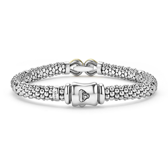 Lagos Two-Tone Caviar Buckle Diamond Bracelet